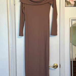 See You Monday Long Sleeve Brown Dress
